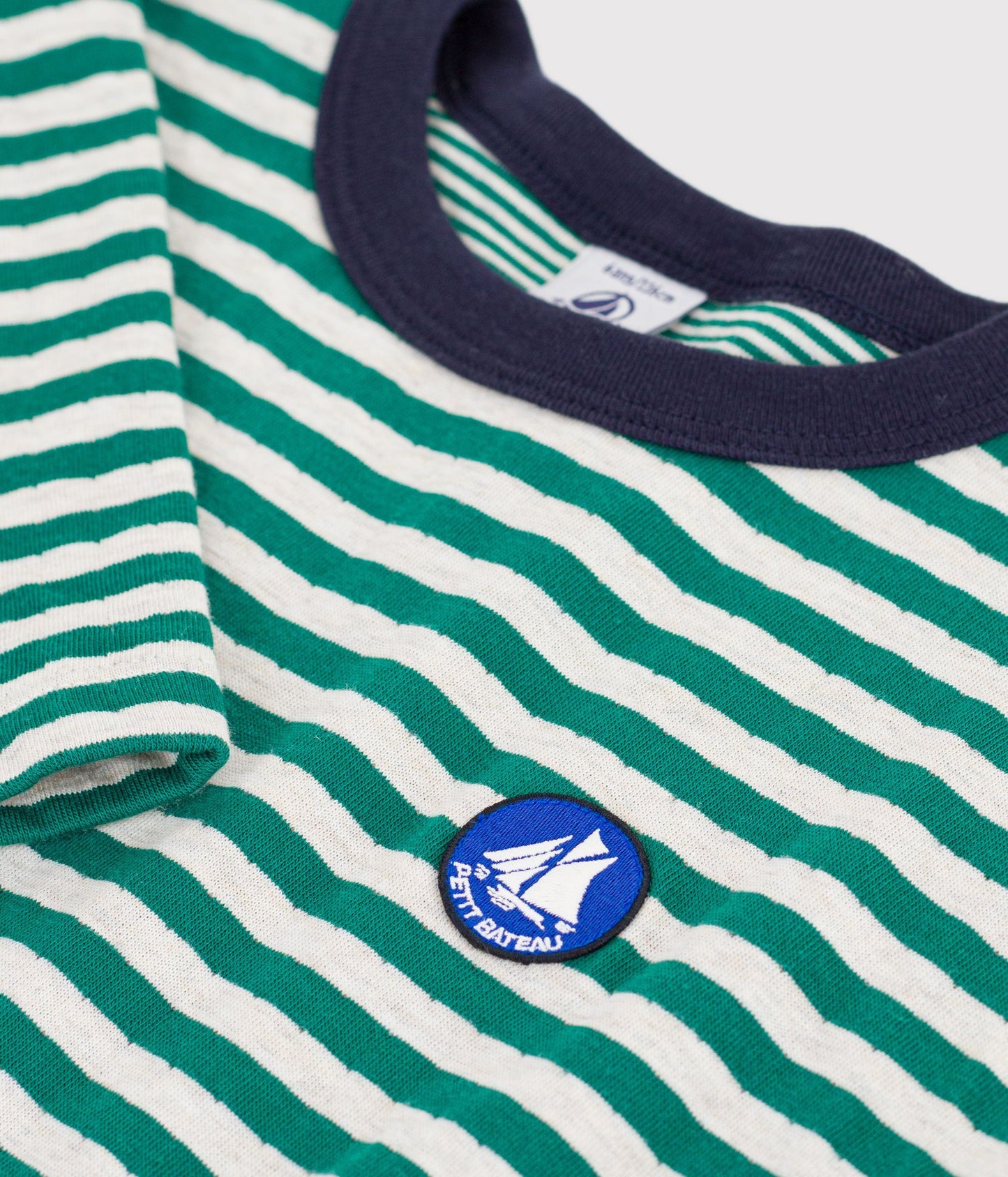 Langærmet stribet t-shirt - Evergreen/Montelimar