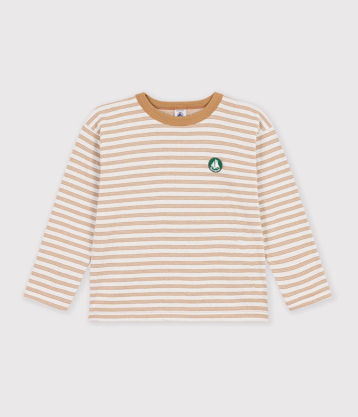 Langærmet stribet t-shirt - LATTE/MILK
