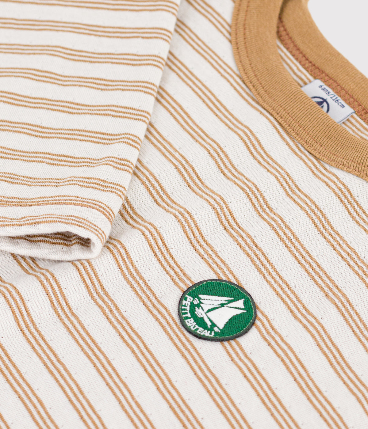 Langærmet stribet t-shirt - LATTE/MILK
