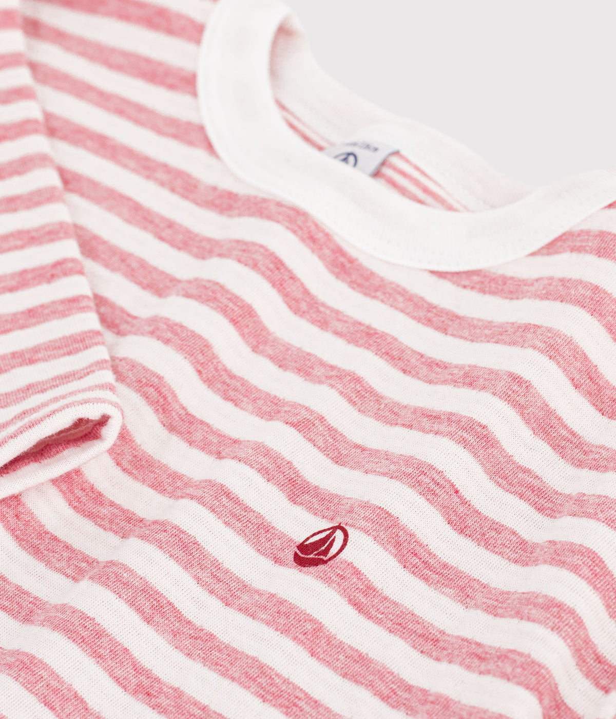 Langærmet stribet t-shirt - ROSE/MILK