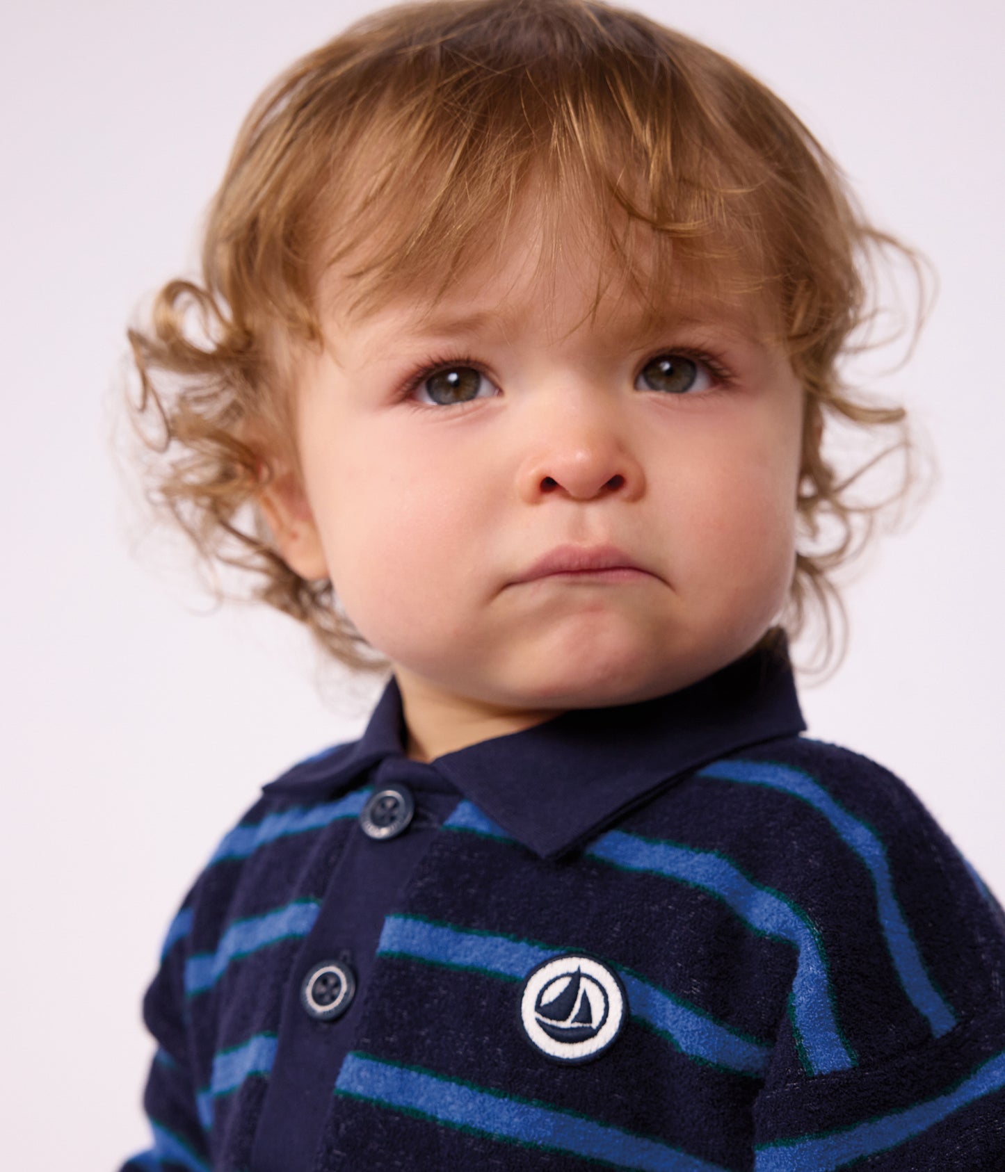 Stribet polo sweatshirt til baby - SOIR/BLUE
