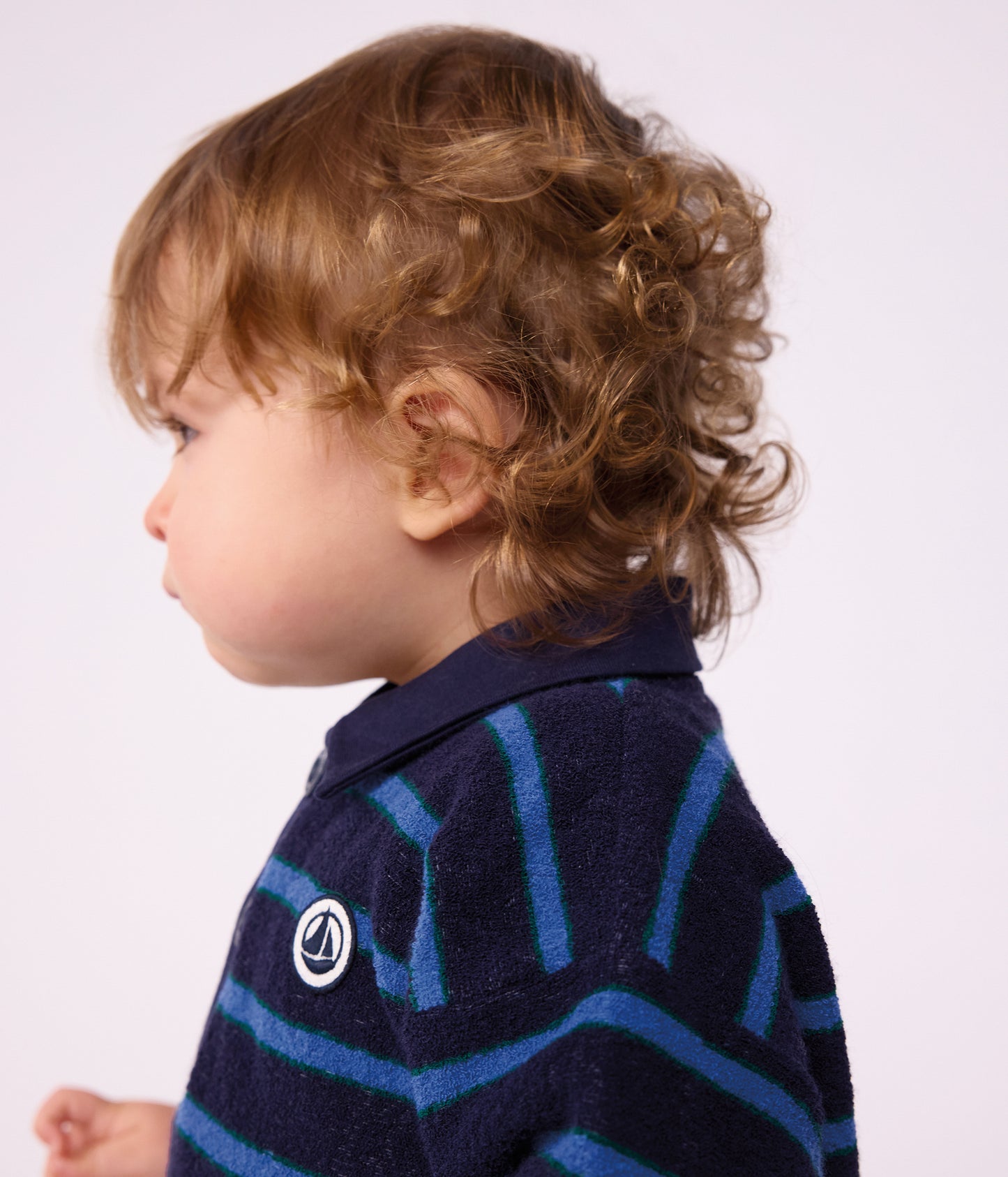 Stribet polo sweatshirt til baby - SOIR/BLUE