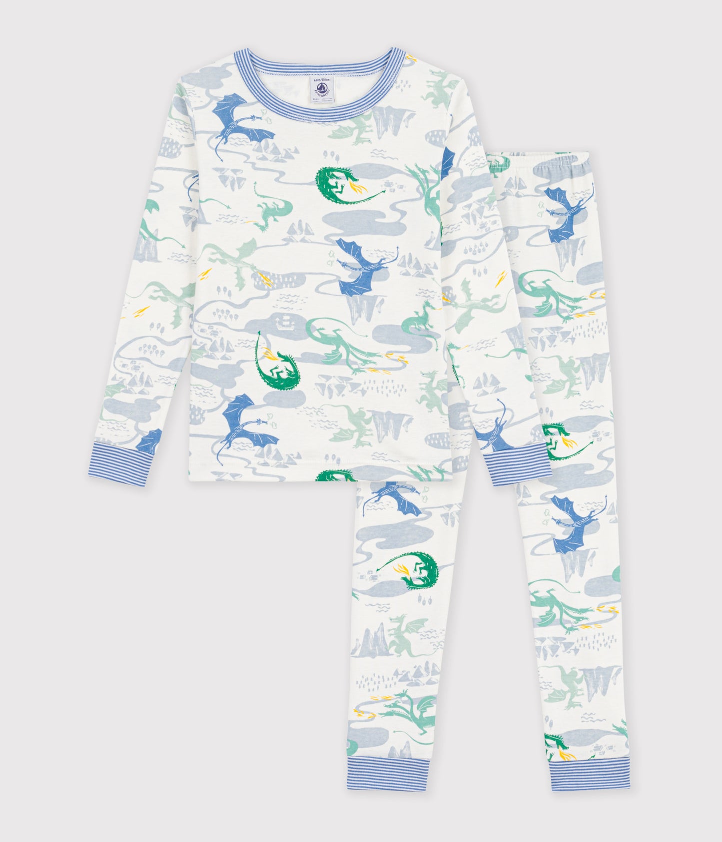 Langærmet pyjamas med drager