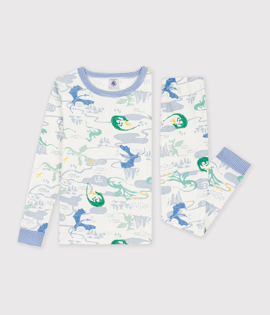Langærmet pyjamas med drager