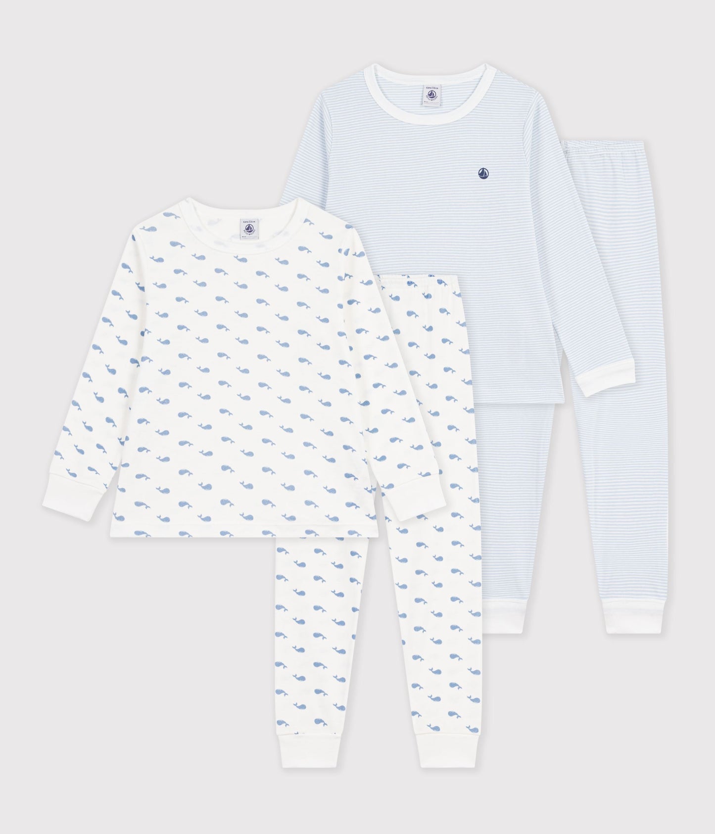 2-pak pyjamas til drenge - lyseblå milleraies/blå hvaler