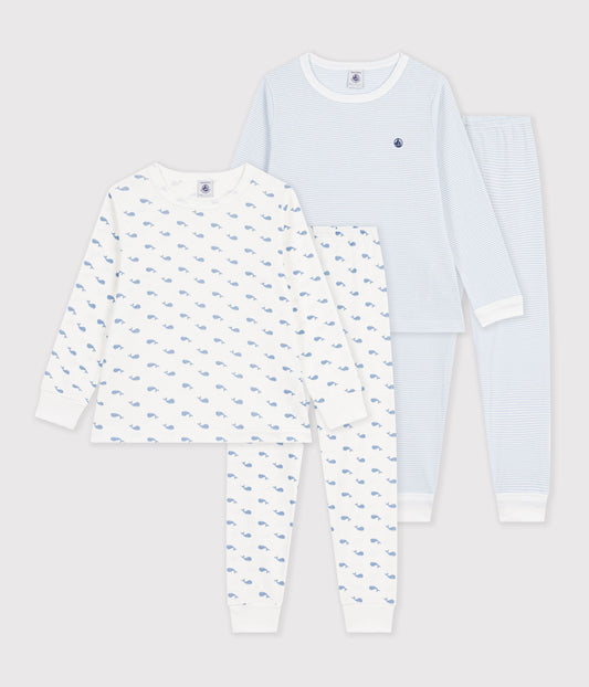 2-pak pyjamas til drenge - lyseblå milleraies/blå hvaler