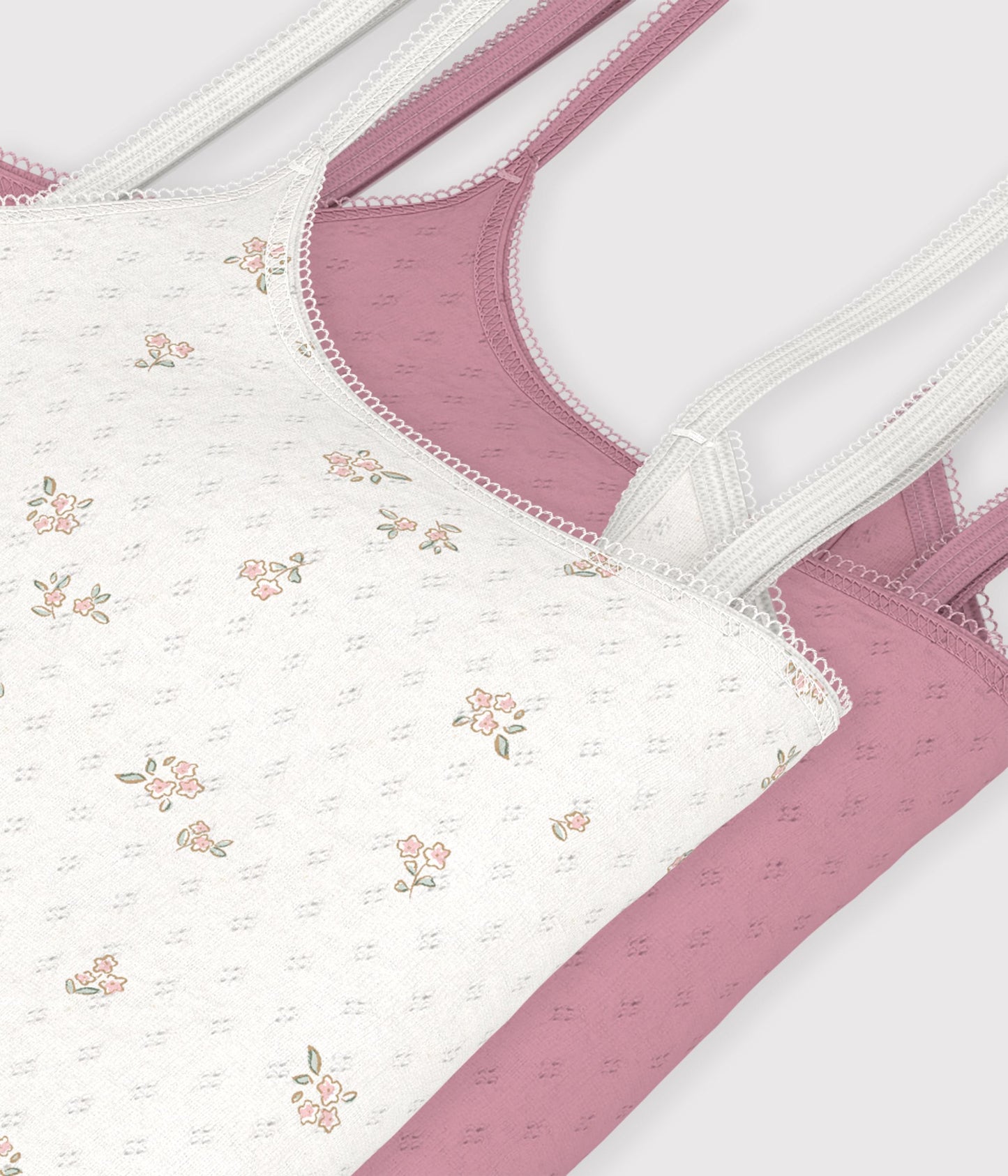2-pak stroptoppe til kvinder - pointelle floral