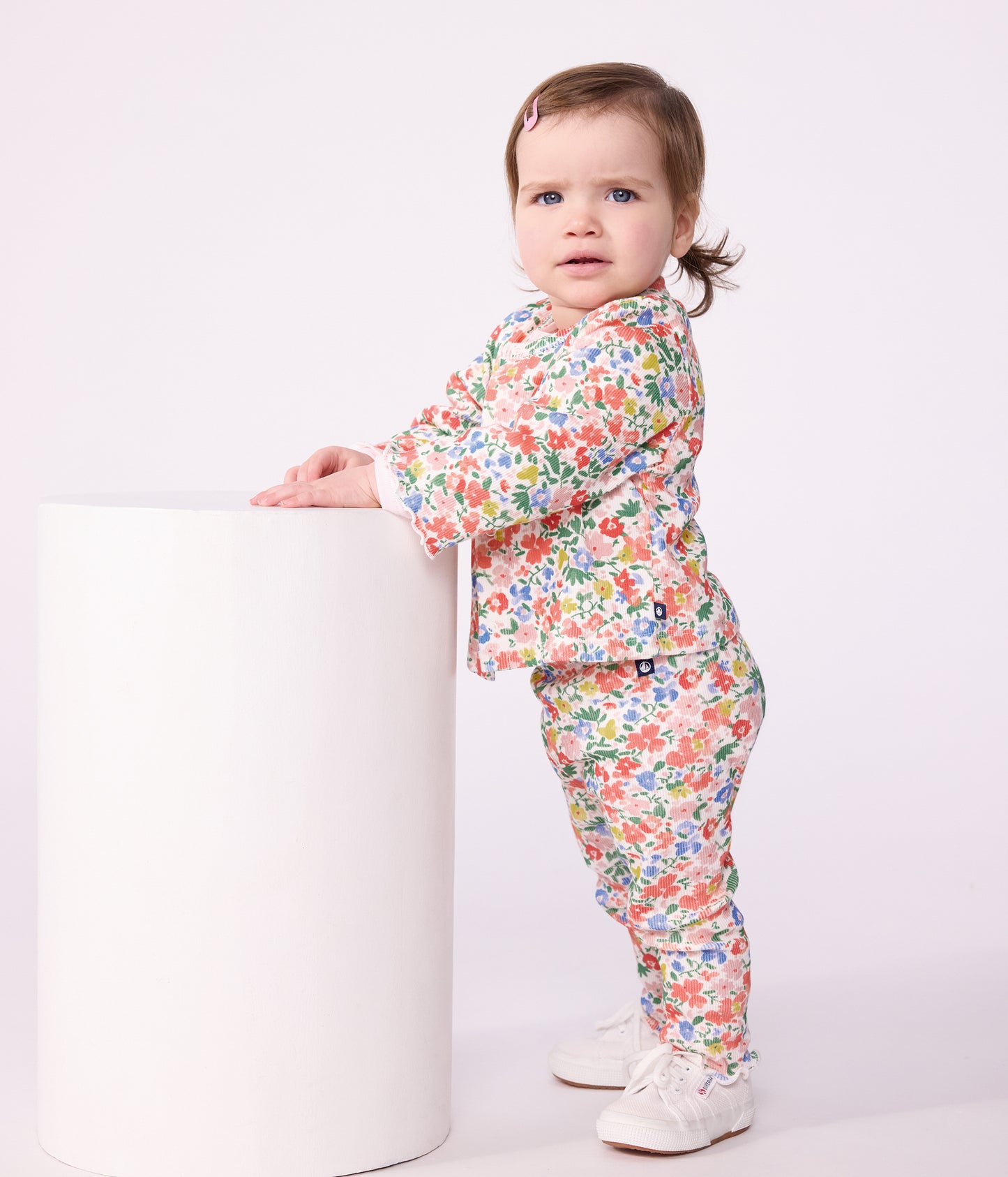 Floral printet cardigan til baby