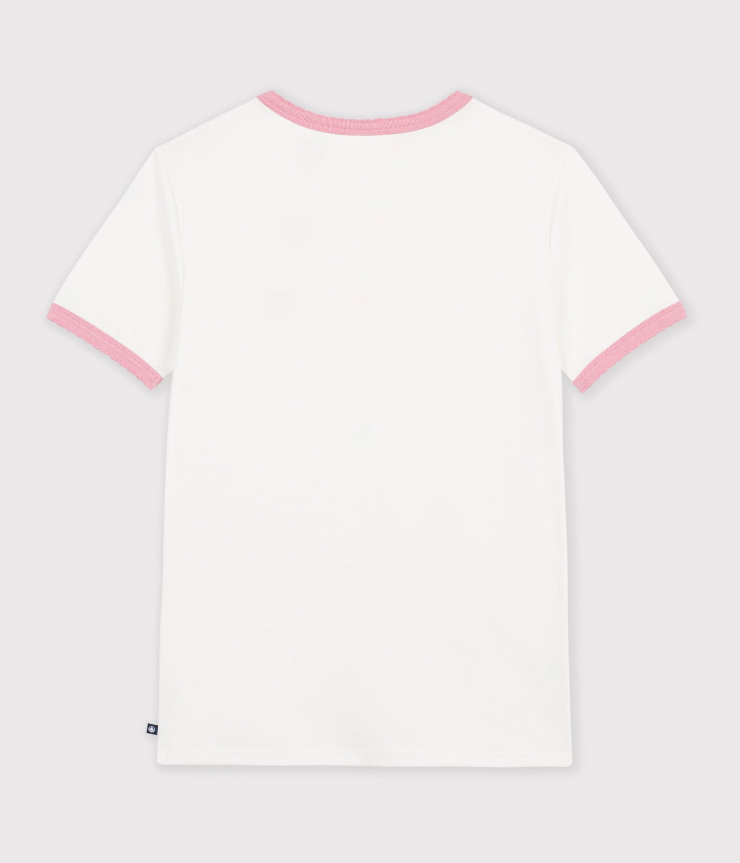 T-shirt med broderet hjerte til kvinder - Lyserød bølgekant