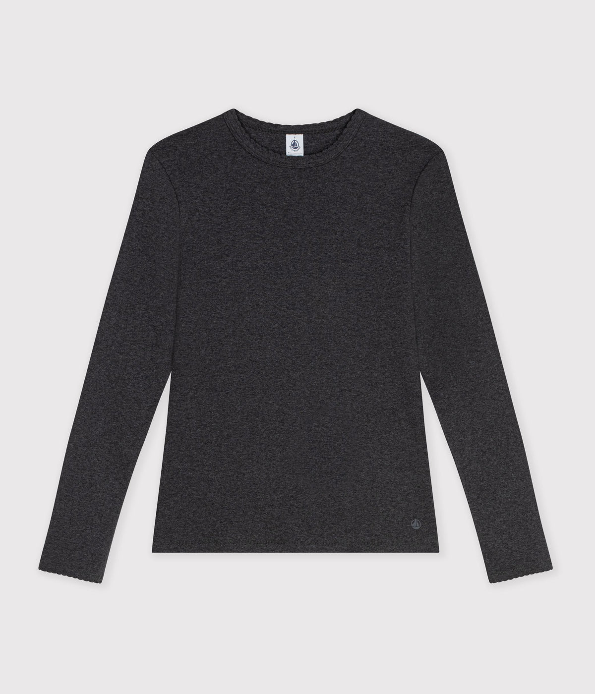 Langærmet t-shirt med bølgekant til kvinder - City Chine grå