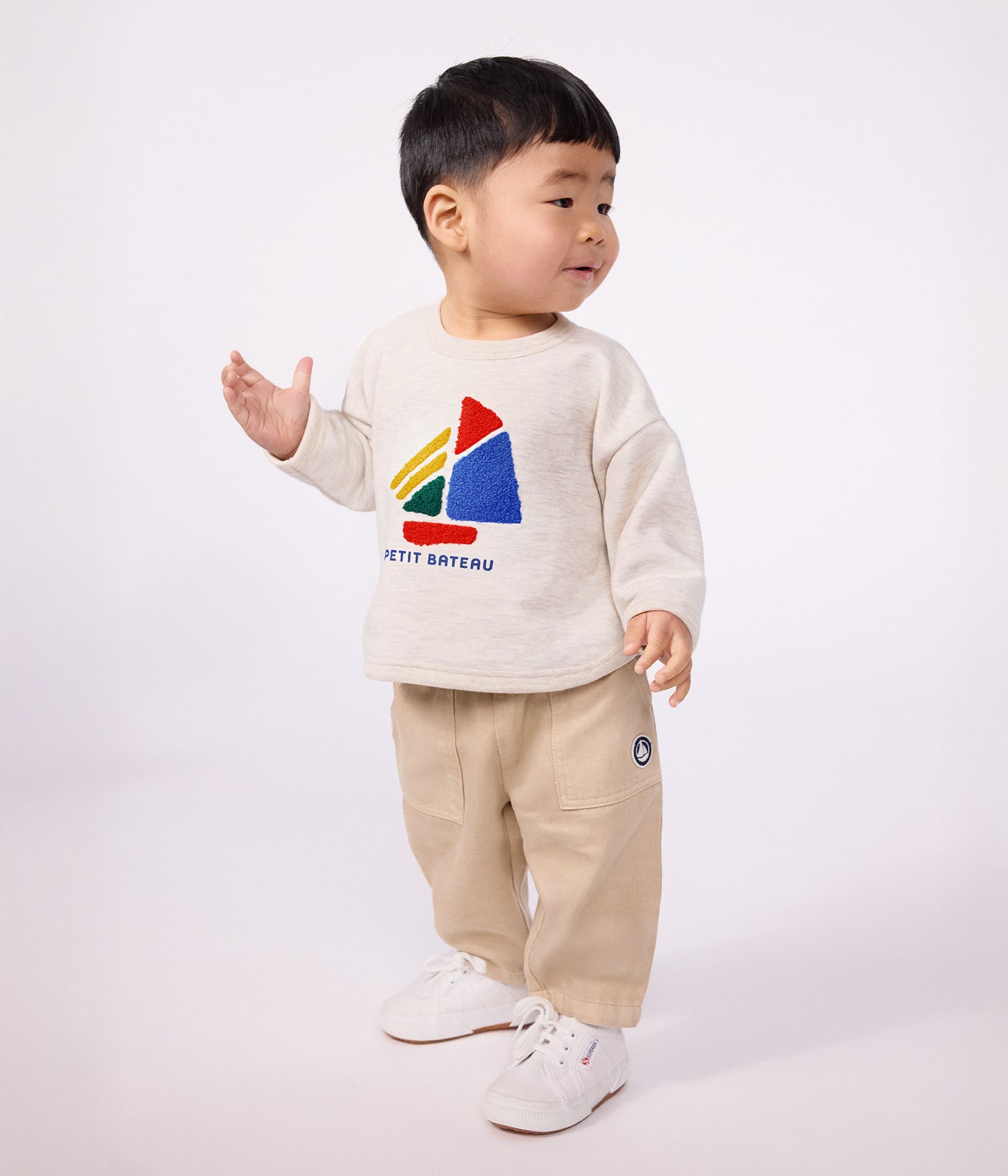 Sweatshirt med bådmønstret design - Montelimar Chine/beige