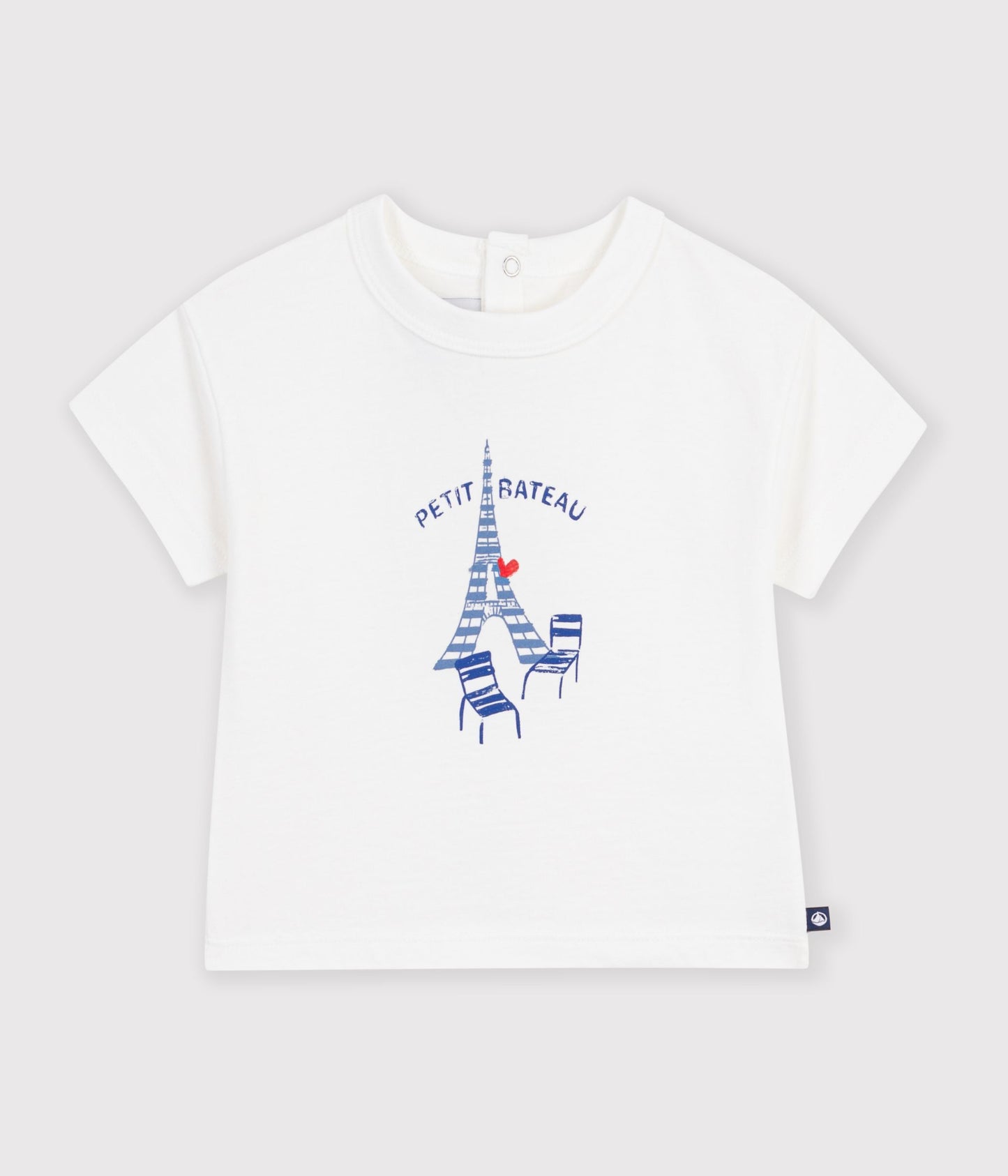 T-shirt med Paris tryk til baby - MARSHMALLOW