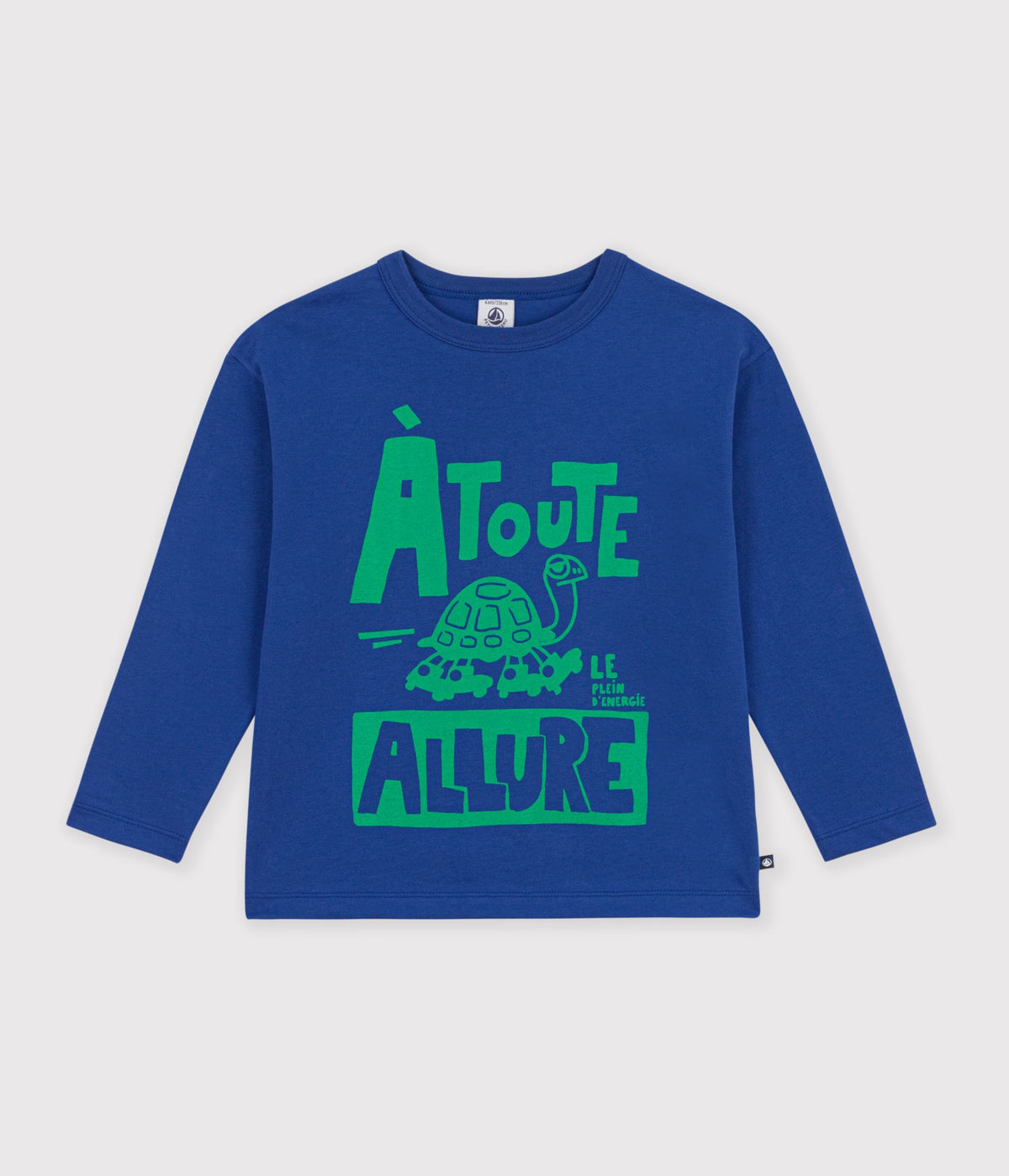 Langærmet blå/grøn printet t-shirt til børn - Ultramarine