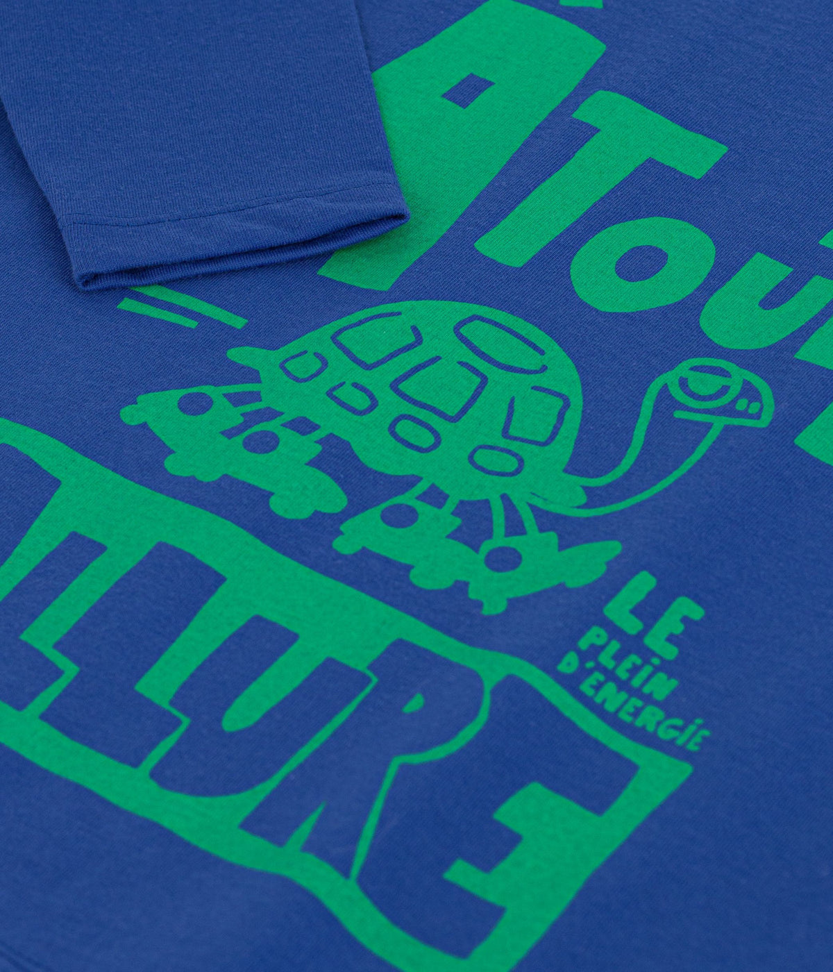 Langærmet blå/grøn printet t-shirt til børn - Ultramarine