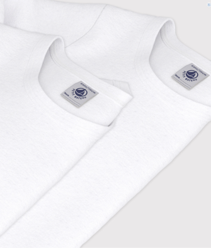 2-pak langærmede t-shirts i bomuld til børn i ensfarvet hvid