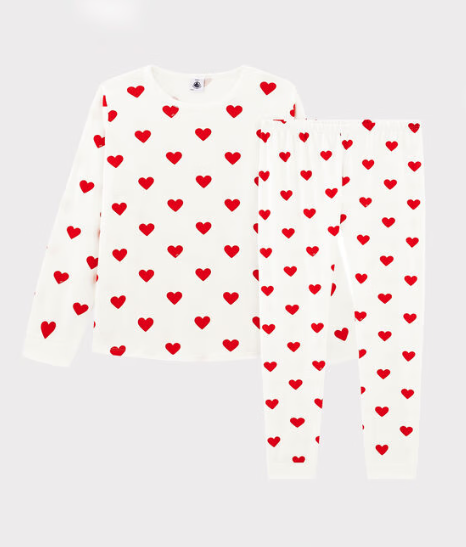 Langærmet pyjamas i bomuld til børn med hjerter