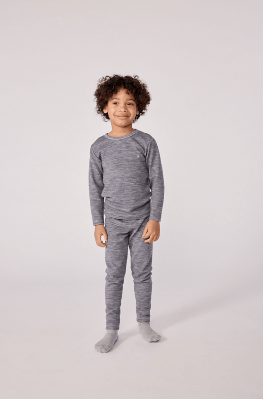 Leggings i uld og bomuld - grå stribet