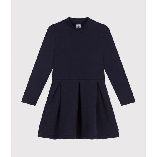 Kjole i mørkeblå med quiltet hjerte underdel